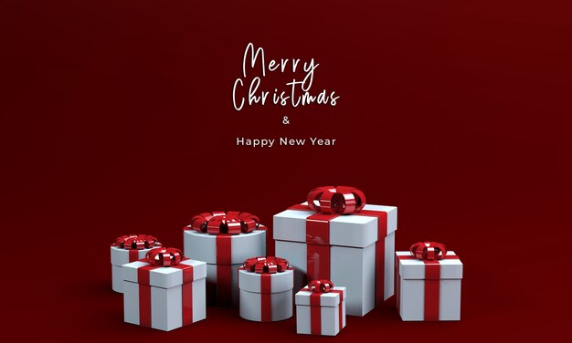 3d render gift box for merry christmas