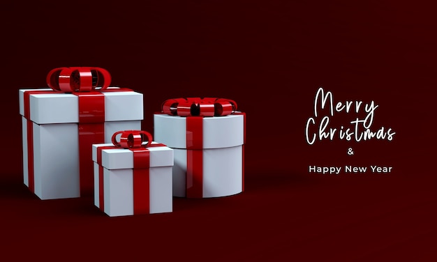 3d render gift box for merry christmas