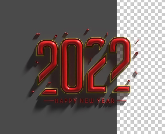 3d render happy new year 2022 transparent psd file Free Psd