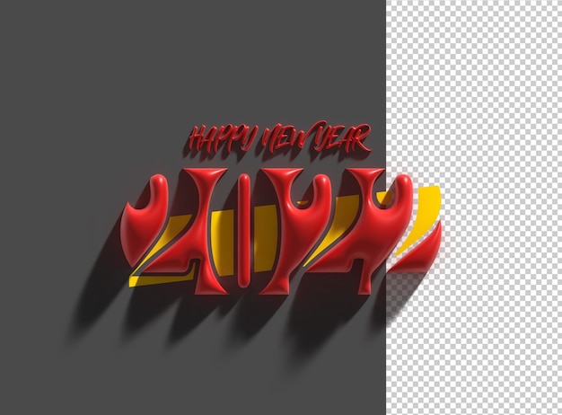 Free PSD 3d render happy new year 2022 transparent psd file