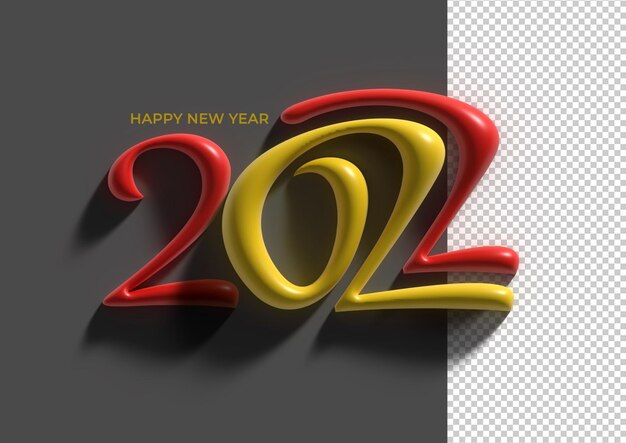 Прозрачный Psd файл 3D Render Happy New Year 2022