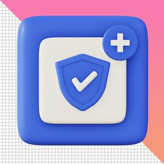 3d рендеринг шаблона значков защиты здравоохранения для дизайна ui ux веб-мобильных приложений в социальных сетях