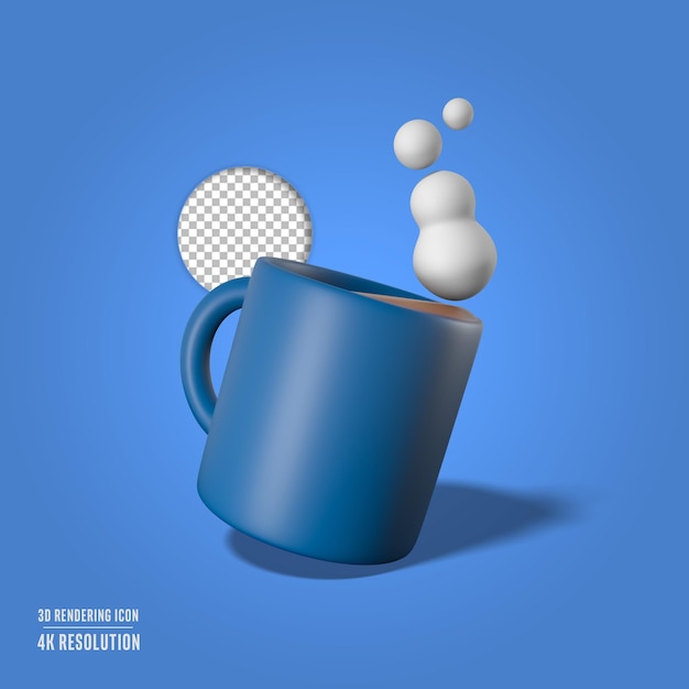 3dレンダリングイラストコーヒーマグ分離アイコン