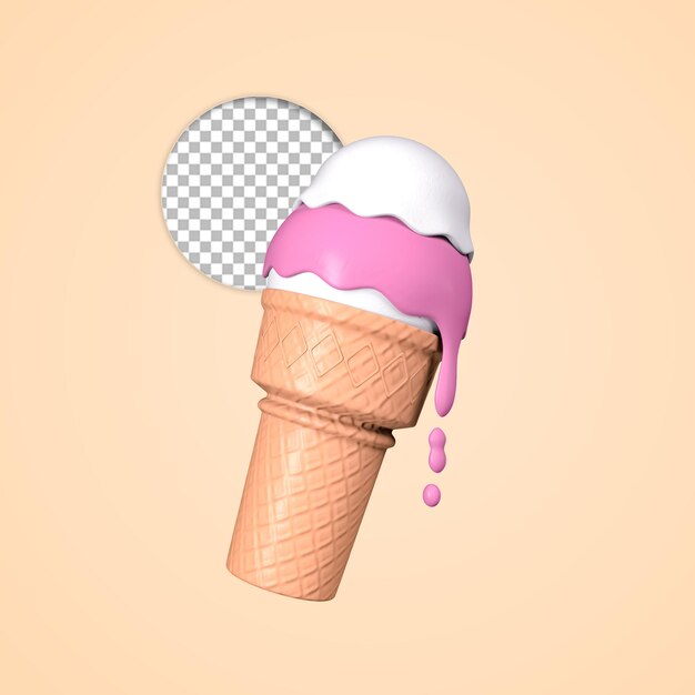 3d render illustration ice cream cone isolated icon