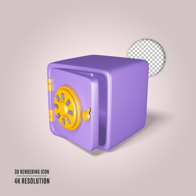 3D визуализация иллюстрации безопасный шкафчик для денег изолированный значок