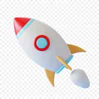 Free PSD 3d render illustration spaceship rocket isolated icon