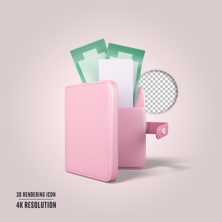 Free PSD 3d render illustration wallet isolated icon