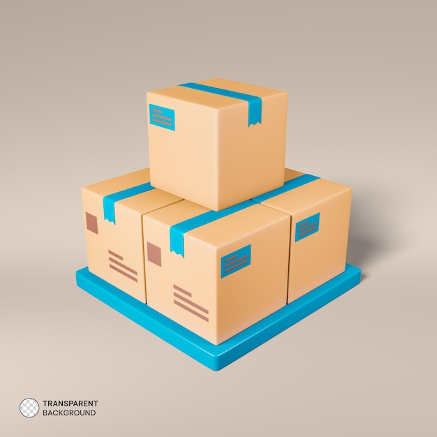 3D Render Isolated Delivery Box Icon