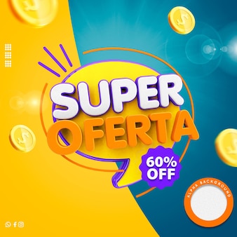 3d render logo for super offer in brazil psd premium