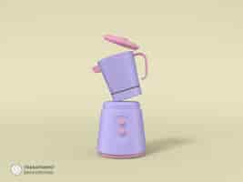 Free PSD 3d render mini blender isolated icon