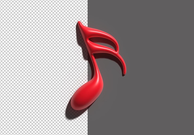 3D Render Music Note Transparent Psd File