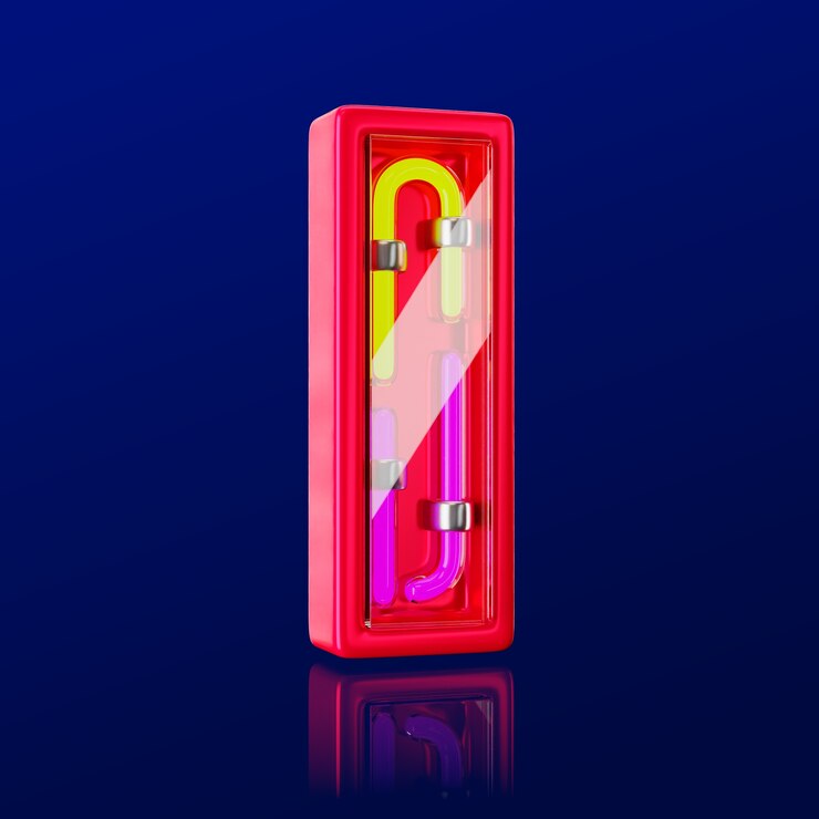 Free PSD 3d render of neon letter icon