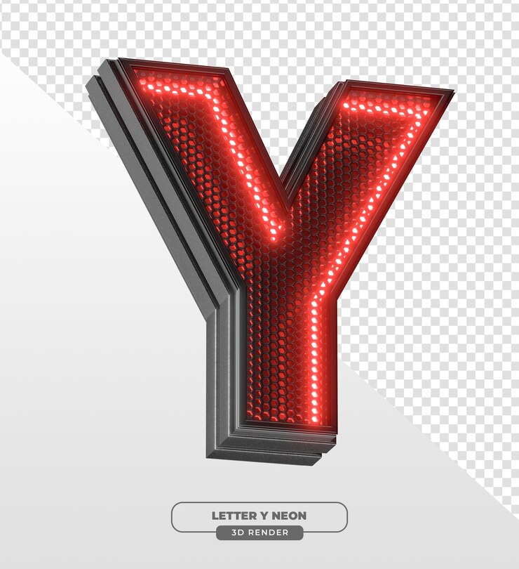 Free PSD 3d render of neon letter y