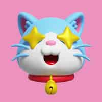 無料PSD 猫絵文字の 3 d レンダリング