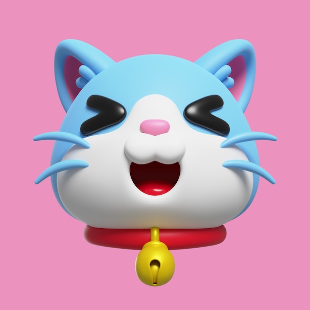 無料PSD 猫絵文字の 3 d レンダリング