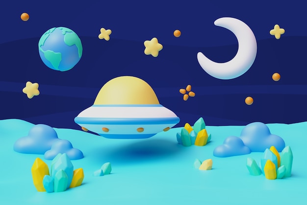 無料PSD 3d レンダリング スペースイラスト