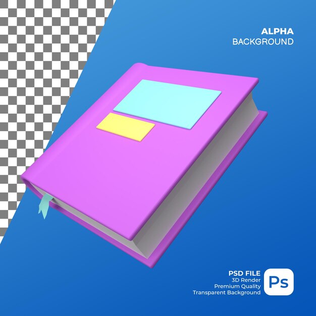 3d render of purple book