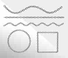 Free PSD 3d render realistic chain in chrome on transparent background