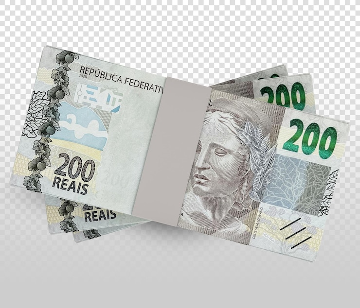 Free PSD 3d render realistic currency money of brazil 200 reais
