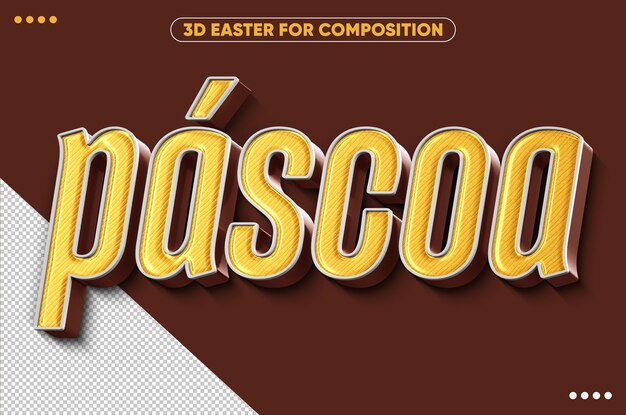 3d render realistic easter yellow logo