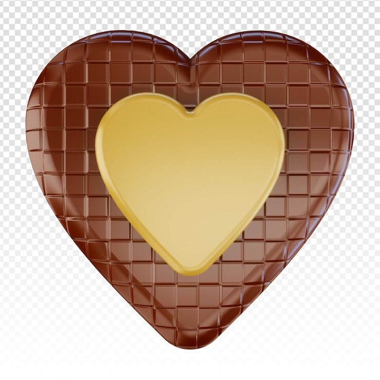 Free PSD 3d render realistic heart with easter chocolate texture