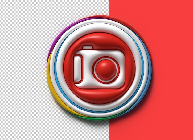 3d render red camera icon png