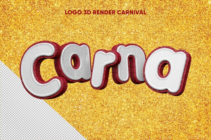 Free PSD 3d render red carna logo with white