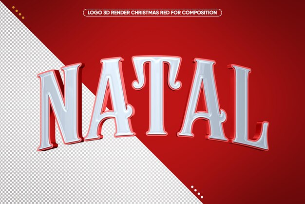 3d render red christmas logo for compositions