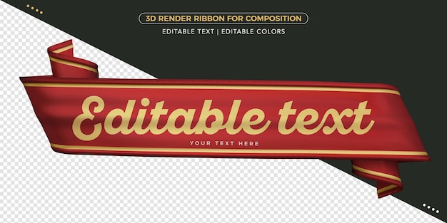 3d render ribbon with editable text