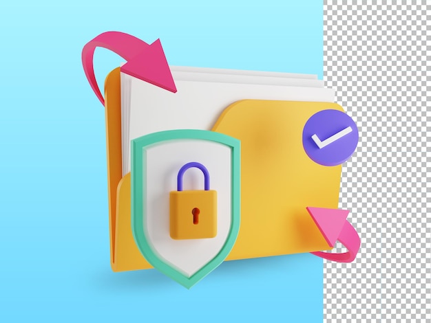 3d render of sharing file file transferred encrypted form transfer of documentation
