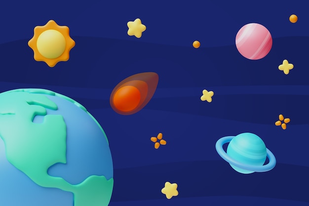3D レンダリング スペースイラスト