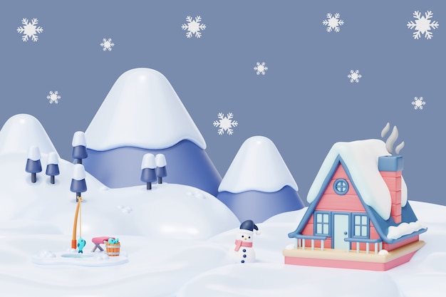 3d render of winter background