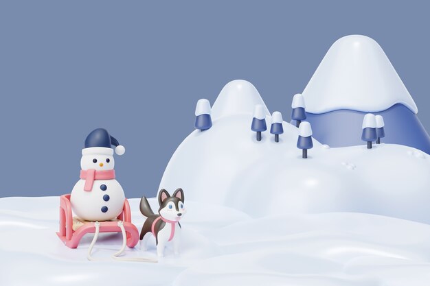 겨울 배경의 3d 렌더링