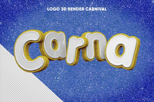 3D рендеринг желто-белого логотипа carna