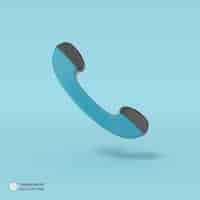 Free PSD 3d rendered isolated retro telephone icon