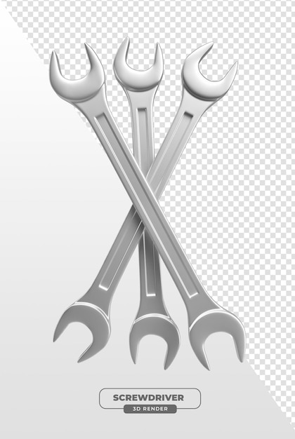3D Rendered Realistic Metal Wrenches for Automotive Maintenance with transparent background