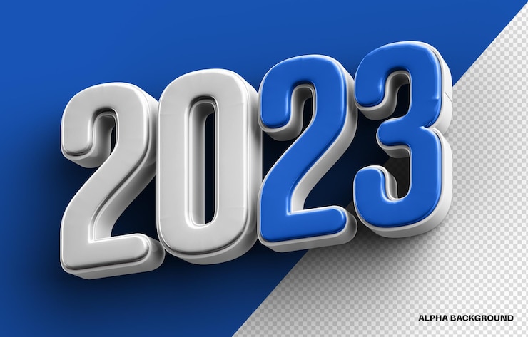 無料PSD 3 d レンダリング 2023 ブルー シルバー コンポジション