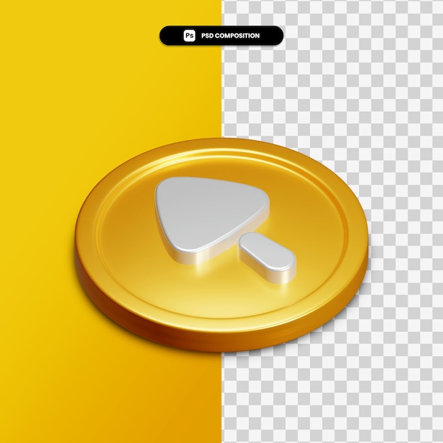 3d rendering arrow up icon on golden circle isolated