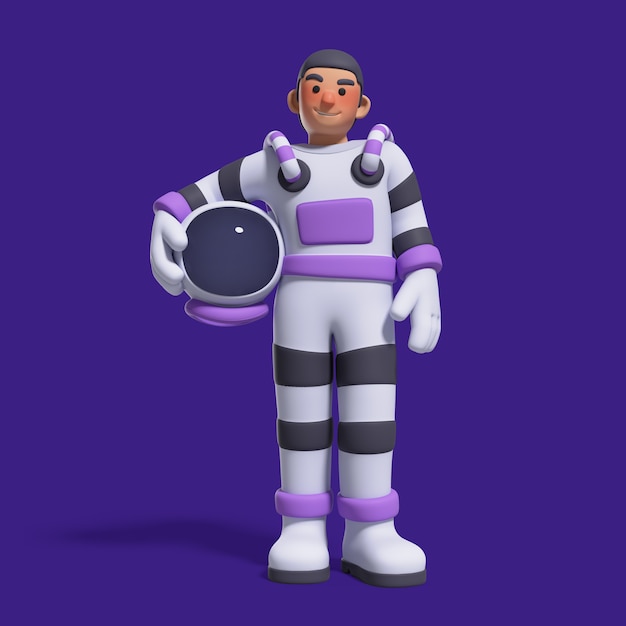 PSD gratuito rendering 3d del personaggio dell'astronauta.