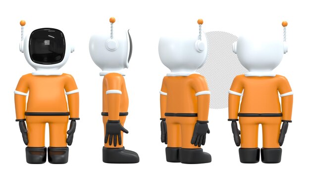 3d rendering  astronaut stands  cartoon astronaut isolated on background