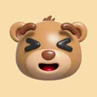 Free PSD 3d rendering of  bear emoji icon