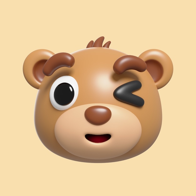 PSD gratuito rendering 3d dell'icona emoji dell'orso