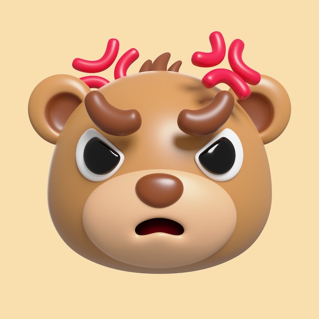 Rendering 3d dell'icona emoji dell'orso