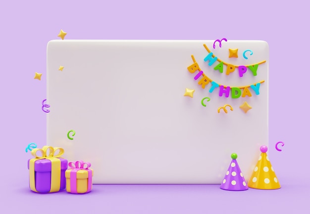 Free PSD 3d rendering of birthday banner