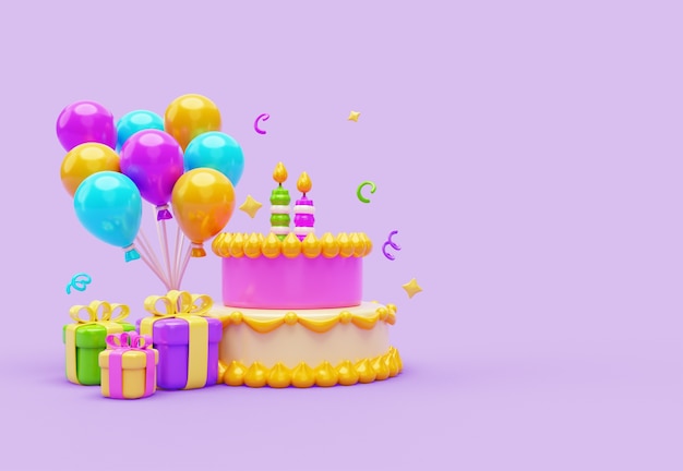 Free PSD 3d rendering of birthday banner