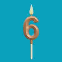 Free PSD 3d rendering of birthday cake candle number