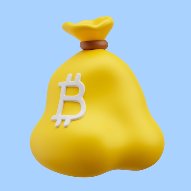 Free PSD 3d rendering of bitcoin bag icon