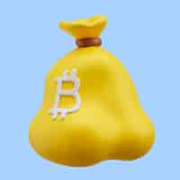 Free PSD 3d rendering of bitcoin bag icon