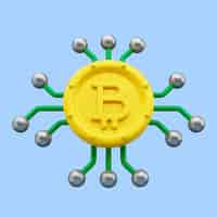 Free PSD 3d rendering of bitcoin wires icon