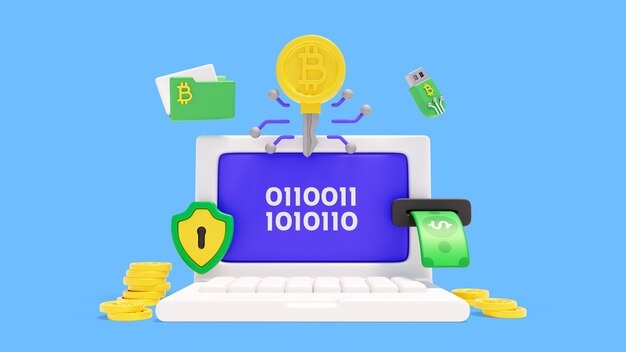 ビットコインの3Dレンダリング